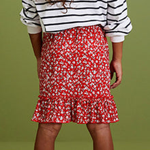 Load image into Gallery viewer, Red/ White Ditsy Easy Pull On Jersey Skirt (3-12yrs)