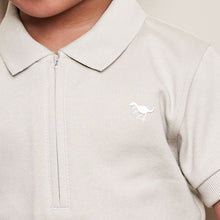 Load image into Gallery viewer, Neutral Cream Short Sleeve Jersey Zip Neck Polo Shirt And Shorts Set (3mths-6yrs)