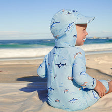 Load image into Gallery viewer, Blue Sea Animals Sunsafe 2pc Swimsuit & Hat (3mths-5yrs)
