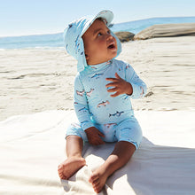 Load image into Gallery viewer, Blue Sea Animals Sunsafe 2pc Swimsuit & Hat (3mths-5yrs)