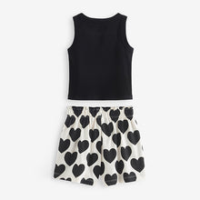 Load image into Gallery viewer, Black/White Heart Flower Short Pyjama Set 2 Pack (5-12yrs)