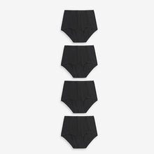 Load image into Gallery viewer, Black Full Brief Cotton Rich Knickers 4 Pack