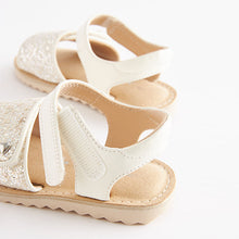 Load image into Gallery viewer, White Glitter Sandals (Younger Girls)