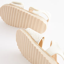 Load image into Gallery viewer, White Glitter Sandals (Younger Girls)