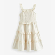 Load image into Gallery viewer, White Broderie Tiered Jersey Midi Dress (3-12yrs)