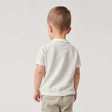 Load image into Gallery viewer, Ecru Cream Knitted Textured Short Sleeve Polo Shirt (3mths-6yrs)