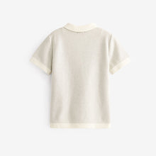 Load image into Gallery viewer, Ecru Cream Knitted Textured Short Sleeve Polo Shirt (3mths-6yrs)