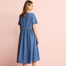 Load image into Gallery viewer, Mid Blue Button Through Denim Midi Dress