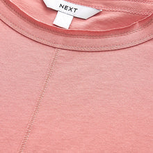 Load image into Gallery viewer, Blush Pink Sparkle Stitch Raw Edge Crew Neck Short Sleeve T-Shirt