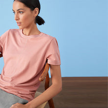 Load image into Gallery viewer, Blush Pink Sparkle Stitch Raw Edge Crew Neck Short Sleeve T-Shirt