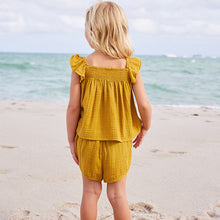 Load image into Gallery viewer, Ochre Yellow Crochet Trim Co-ord Set