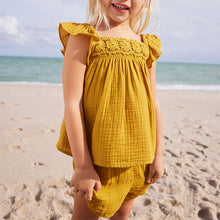 Load image into Gallery viewer, Ochre Yellow Crochet Trim Co-ord Set