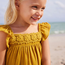 Load image into Gallery viewer, Ochre Yellow Crochet Trim Co-ord Set