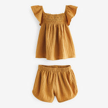 Load image into Gallery viewer, Ochre Yellow Crochet Trim Co-ord Set