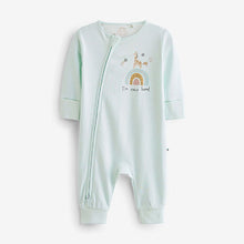 Load image into Gallery viewer, Mint Green I'm New Here Single Sleepsuit (0-9mths)