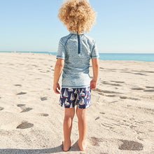Load image into Gallery viewer, Grey/Navy Blue Boat 2-Piece Rash Vest And Shorts Set (3mths-5yrs)