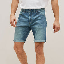Load image into Gallery viewer, Light Blue Stretch Denim Shorts