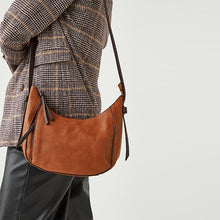 Load image into Gallery viewer, Tan Brown Casual Half Moon Cross-Body Bag