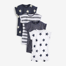 Load image into Gallery viewer, Navy Blue Star Print Baby Rompers 4 Pack (0mth-2yrs)