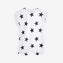 Load image into Gallery viewer, Navy Blue Star Print Baby Rompers 4 Pack (0mth-2yrs)
