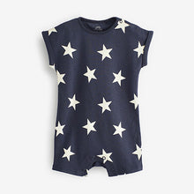 Load image into Gallery viewer, Navy Blue Star Print Baby Rompers 4 Pack (0mth-2yrs)