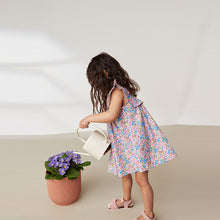 Load image into Gallery viewer, Pink/Blue Ditsy Frill Detail Dress (3mths-6yrs)