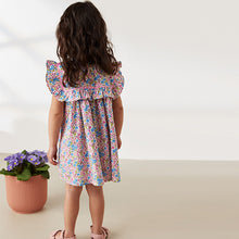 Load image into Gallery viewer, Pink/Blue Ditsy Frill Detail Dress (3mths-6yrs)