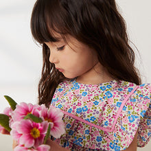 Load image into Gallery viewer, Pink/Blue Ditsy Frill Detail Dress (3mths-6yrs)