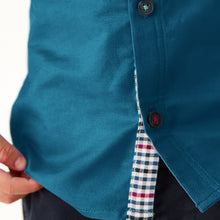 Load image into Gallery viewer, Teal Blue Long Sleeve Trimmed Oxford Shirt (3mths-6yrs)