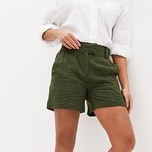 Load image into Gallery viewer, Khaki Green Linen Blend Boy Shorts