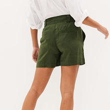 Load image into Gallery viewer, Khaki Green Linen Blend Boy Shorts