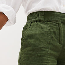 Load image into Gallery viewer, Khaki Green Linen Blend Boy Shorts