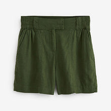 Load image into Gallery viewer, Khaki Green Linen Blend Boy Shorts