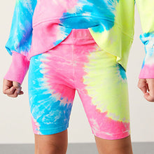 Load image into Gallery viewer, Pink/Blue/Yellow Tie Dye Cycle Shorts (3-12yrs)