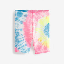 Load image into Gallery viewer, Pink/Blue/Yellow Tie Dye Cycle Shorts (3-12yrs)