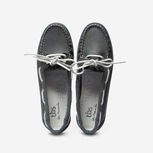 Load image into Gallery viewer, CLAMER Women's Boat Loafers Navy Leather