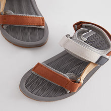 Load image into Gallery viewer, Tan/Grey Standard Fit (F) Trekker Walking Sandals