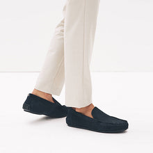 Load image into Gallery viewer, Navy Suede Driver Shoes