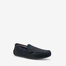 Load image into Gallery viewer, Navy Suede Driver Shoes