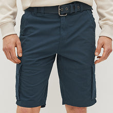 Load image into Gallery viewer, Navy Blue Belted Cargo Shorts