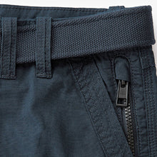 Load image into Gallery viewer, Navy Blue Belted Cargo Shorts