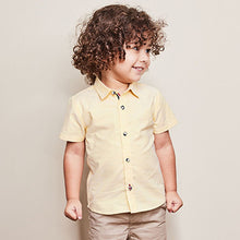 Load image into Gallery viewer, Yellow Short Sleeve Trimmed Oxford Shirt (3mths-6yrs)