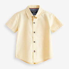 Load image into Gallery viewer, Yellow Short Sleeve Trimmed Oxford Shirt (3mths-6yrs)