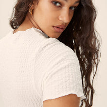 Load image into Gallery viewer, White Short Sleeve Lettuce Edge Textured Top
