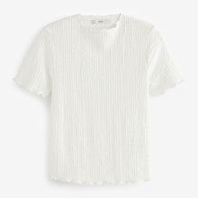 Load image into Gallery viewer, White Short Sleeve Lettuce Edge Textured Top