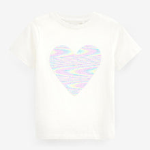 Load image into Gallery viewer, Ecru White Heart Short Sleeve Sequin T-Shirt (3-12yrs)