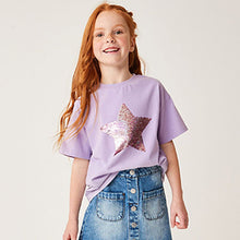 Load image into Gallery viewer, Purple Star Short Sleeve Sequin T-Shirt (3-12yrs)