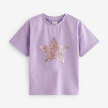 Load image into Gallery viewer, Purple Star Short Sleeve Sequin T-Shirt (3-12yrs)