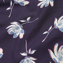Load image into Gallery viewer, Blue Navy Floral Regular Fit  Printed Trimmed Short Sleeve Shirt