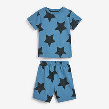 Load image into Gallery viewer, Khaki/Blue Star 3 Pack Short Pyjamas (12mths-6yrs)